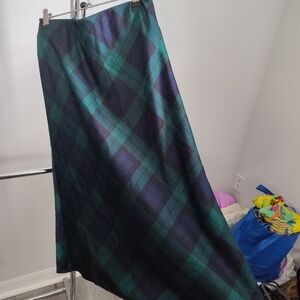 Plaid Women's Midi Skirt in Green and Blue Tartan